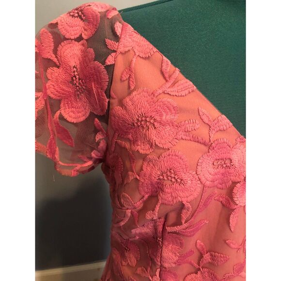🧺JS Collections Natasha Flutter Sleeve Pink Lace Dress, size 6 - Picture 4 of 5